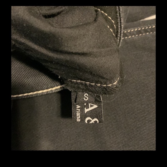 Black button front  straight leg jeans with top stitching - Picture 8 of 10